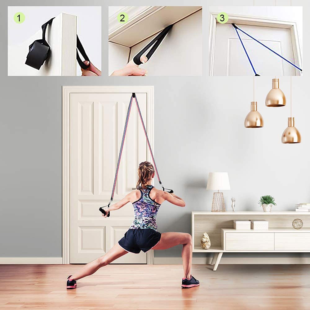 Resistance Bands Set with Door Anchor Legs Ankle Straps for Resistance Training Physical Therapy Home Workouts