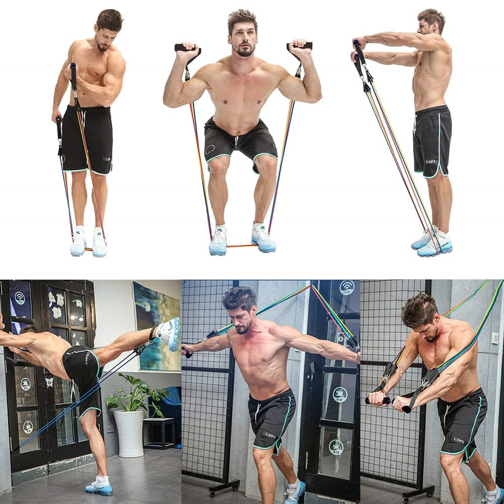 Resistance Bands Set with Door Anchor Legs Ankle Straps for Resistance Training Physical Therapy Home Workouts