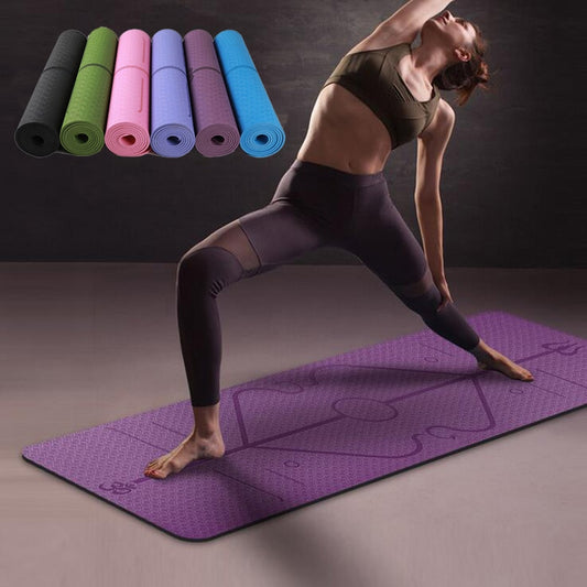 TPE Yoga Mat with Position Line Non Slip Carpet Mat For Beginner Environmental Fitness Gymnastics Mats