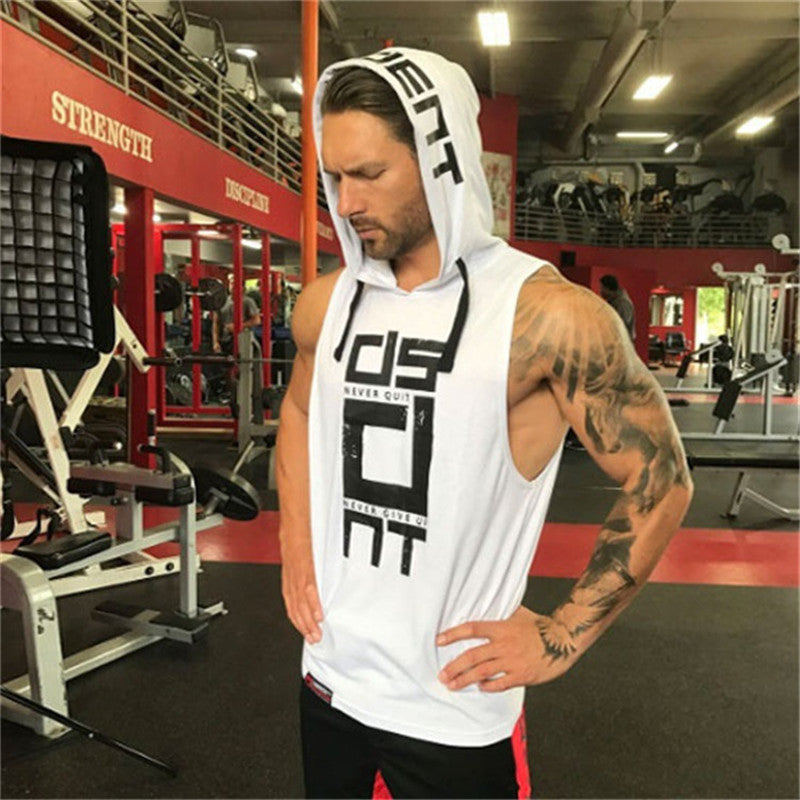 Cotton Tank Tops Hoodie Fitness Mens Bodybuilding Workout Tee fashion Muscle Male Activewear