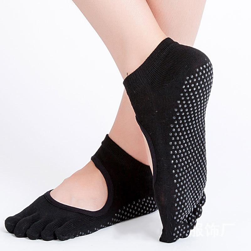 Women Yoga Socks Anti-slip Backless 5 Toe Socks