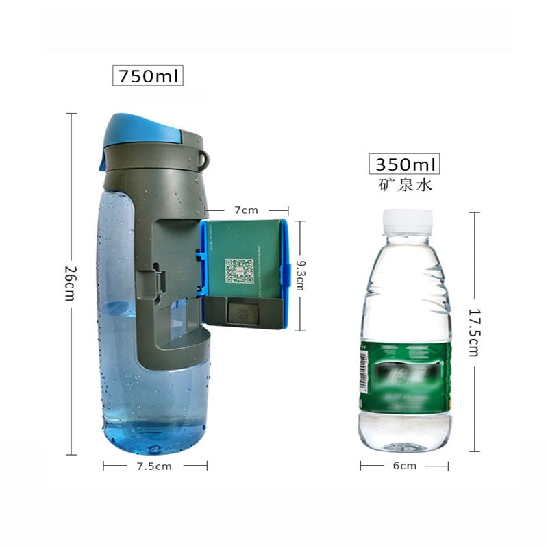 Creative Storage Grid Design Wallet Plastic Water Bottle Outdoor Sports Portable Gift Drink Fruit Infuser Shaker Bottles