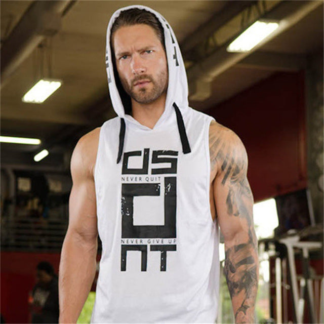 Cotton Tank Tops Hoodie Fitness Mens Bodybuilding Workout Tee fashion Muscle Male Activewear