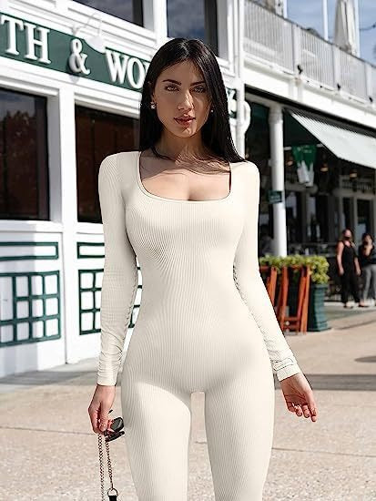 Women's jumpsuit yoga jumpsuit exercise ribbed long sleeved pants sports jumpsuit