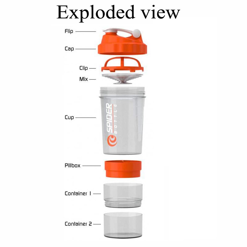 Sports Shaker Bottle Whey Protein Powder Mixing Bottle Sports Nutrition Protein Shaker Fitness Water Bottle With Three-layer